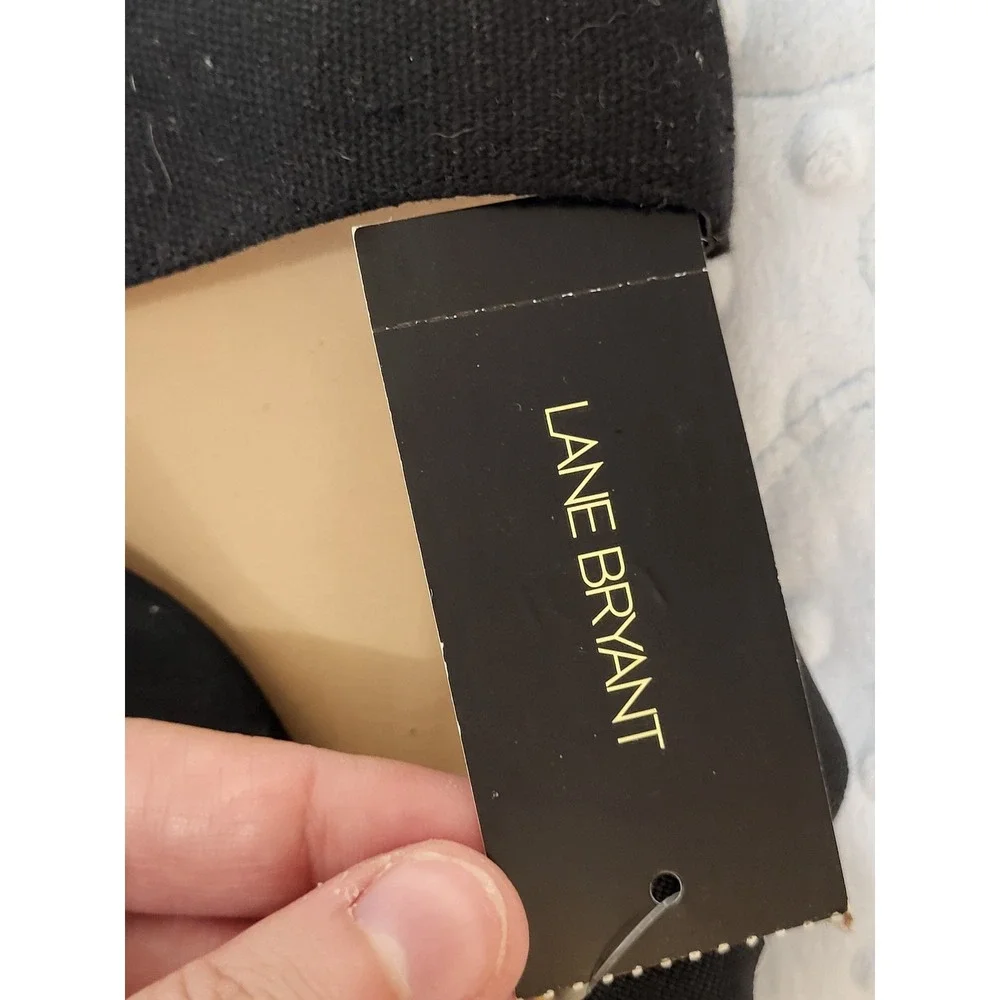 Lane Bryant Black Elastic Strap Espadrille Flat Sandals Wide Width 10W New